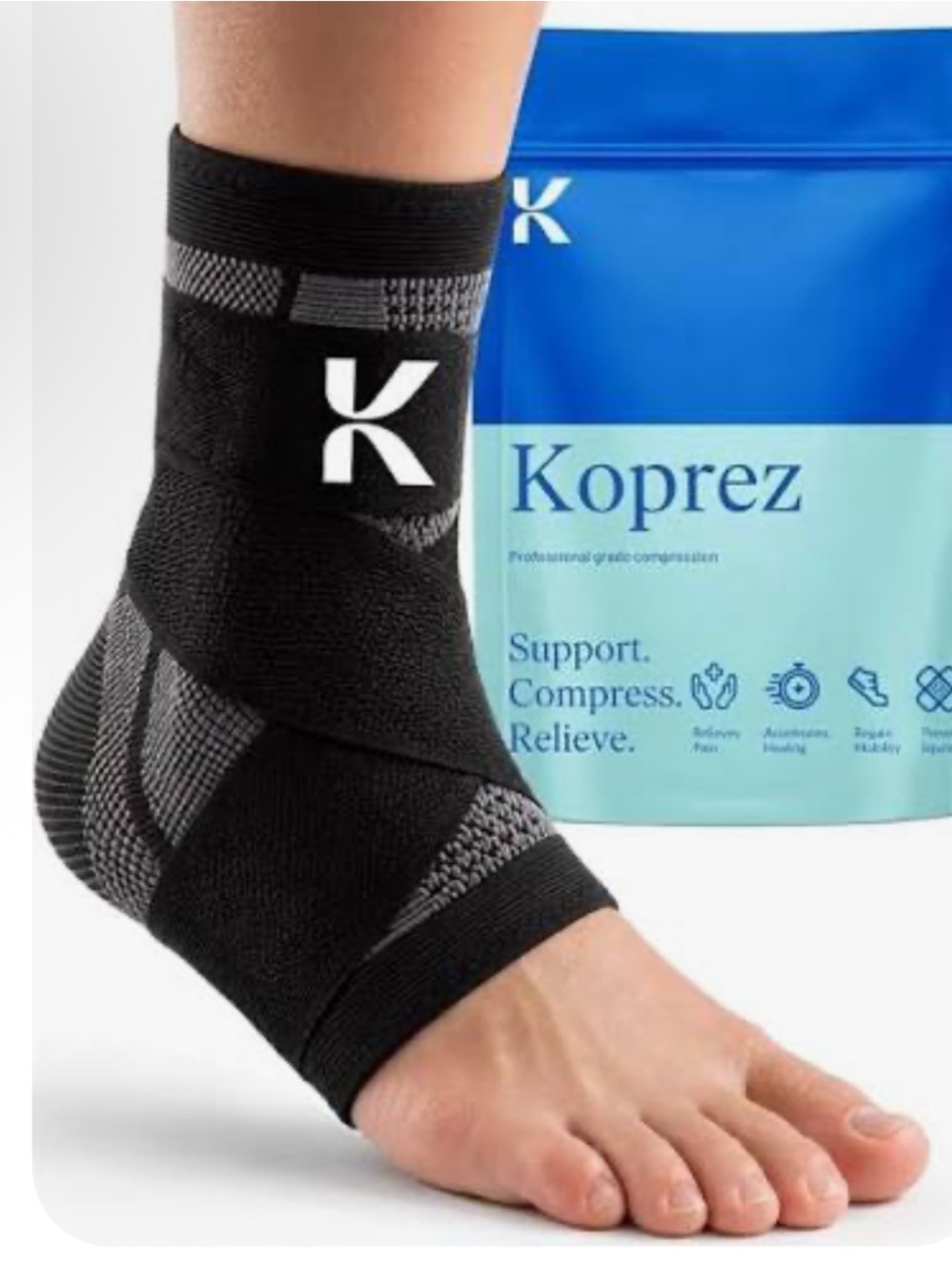 Koprez Black Ankle Compression for Plantar Fasciitis Size XL - Unisex